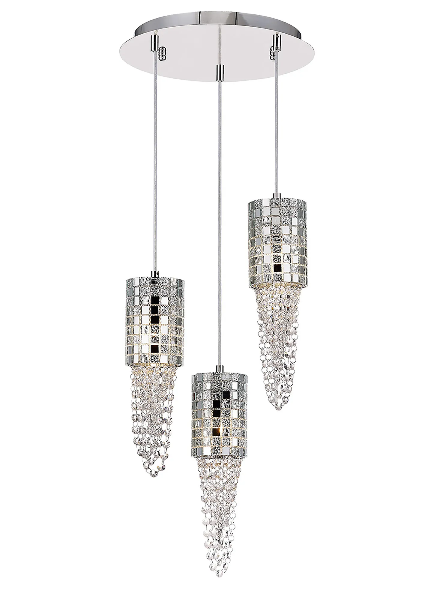 Camden Polished Chrome Crystal Ceiling Lights Diyas Multiple Crystal Pendants